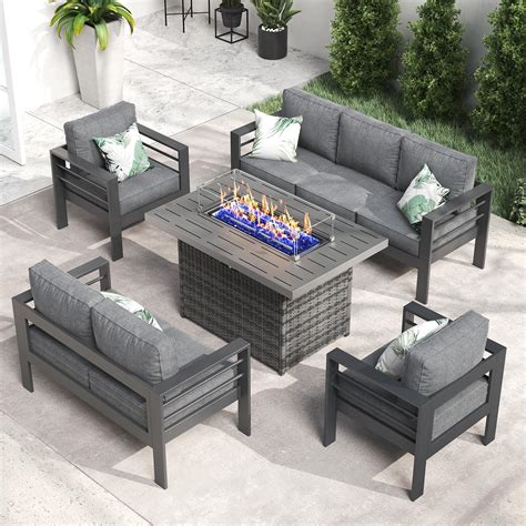 Amazon.com: Vakollia 5 Pieces Modern Aluminum Patio Furniture Set with ...