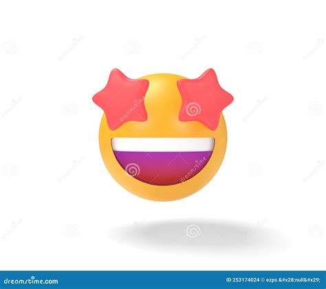 Starry Eyed Emoji Icon. Red Stars for Eyes Excited Emoticon with Open ...