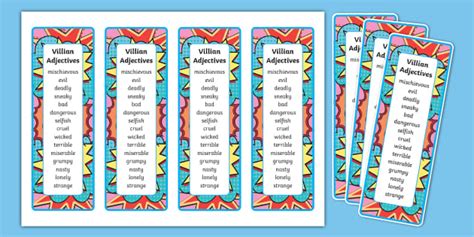 Villian Adjectives Bookmark (teacher made) - Twinkl