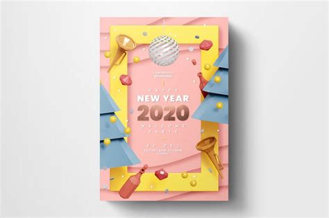 4张2020新年活动宣传画模版-Photoshop素材 - 圈外100