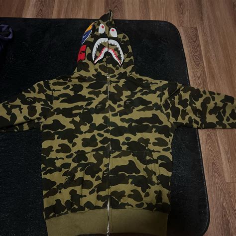 Large Green Camp Bape Hoodie - Depop