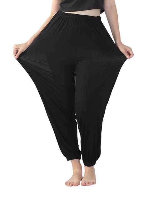 Casual Loose Yoga Pants for Women High Stretch Solid Color Trouser Plus ...