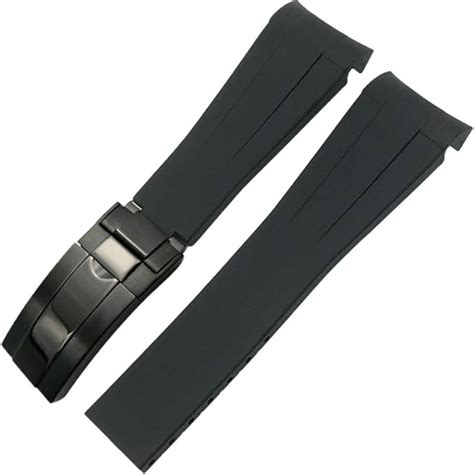 High End Curved FKM Rubber Watch Strap - Oyster Style Deployment Clasp ...