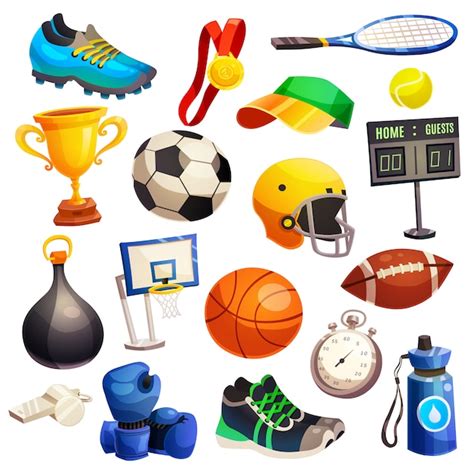 Sport inventaris decoratieve pictogrammen instellen | Gratis Vector