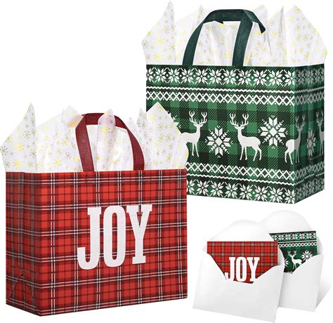 Amazon.com: STYPOP 2 Pack 13" Large Christmas Gift Bags with Tissue ...
