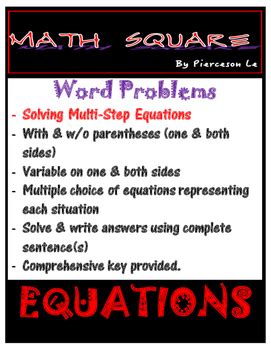 Image result for Multi-Step Equations Word Problems Examples