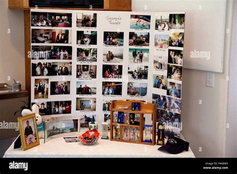 Poster board of photographs of my mother's travels at her funeral ...
