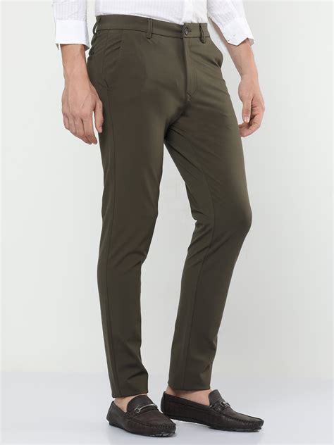 Buy Trendy Solid Olive Green Chinos Online in India
