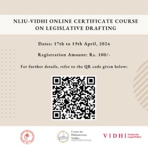 1ST NLIU-VIDHI ONLINE CERTIFICATE COURSE ON LEGISLATIVE DRAFTING. [17 ...