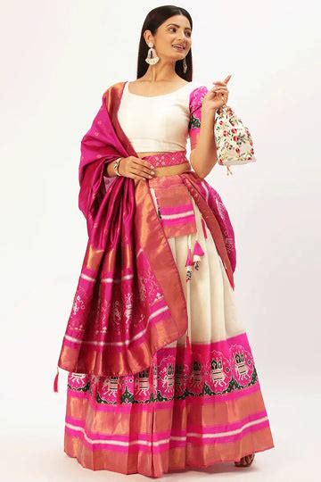 White Color Lehenga Half Saree For Reception - Anaya Designer Studio