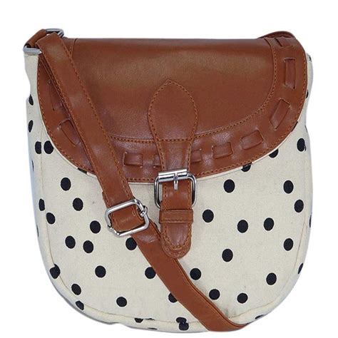 Buy Blue Duck Polka Dots Canvas Sling Bag for Girls - Offwhite at Amazon.in