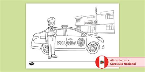 Recurso educativo: dibujo de un policía para colorear