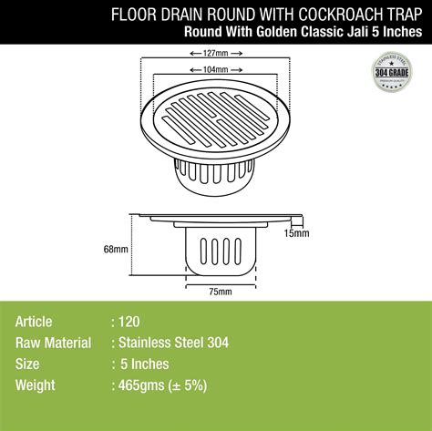 Golden Classic Jali Round Floor Drain (5 Inches) with Cockroach Trap ...