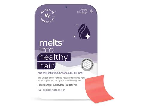 Buy Wellbeing Nutrition Melts Into Healthy Hair Oral Strip - Tropical ...