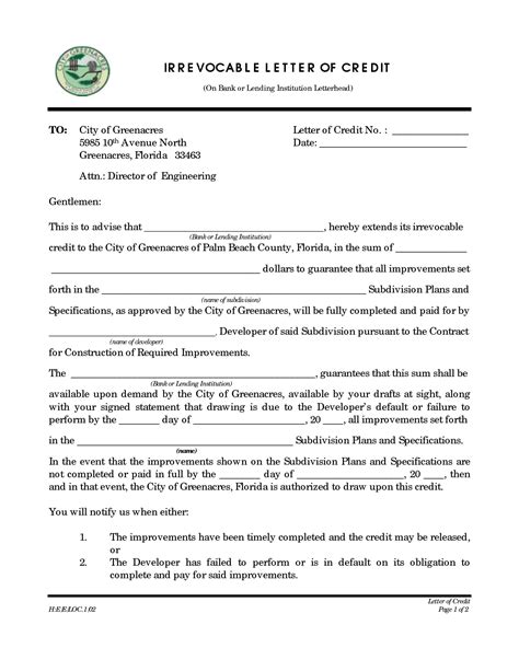 Image result for Letter of Credit Sample Form