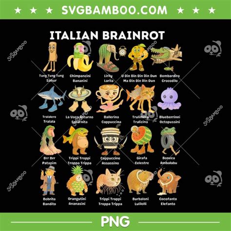Italian Brainrot Meme PNG, Brainrot All Characters PNG
