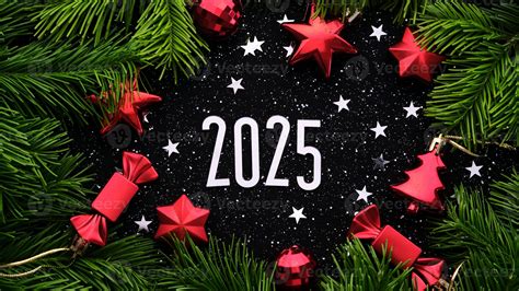 Nouveau année 2025 Contexte. nombre de le à venir année dans Noël décoration sur une foncé ...