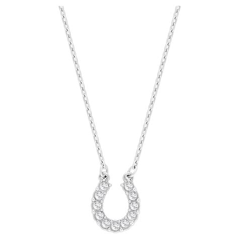 Towards necklace, Horse shoe, White, Rhodium plated | Swarovski
