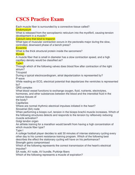 SOLUTION: Cscs practice exam - Studypool