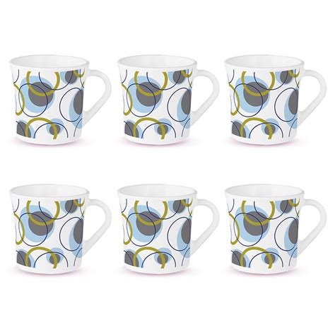 Larah by BOROSIL Crysta Series Nola Opalware Mug | Set of 6 Tea/Coffee ...
