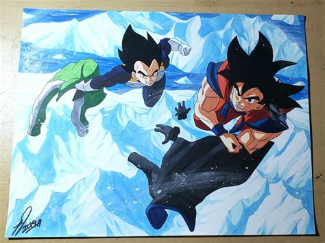 Vegeta Vs Broly Drawing Dragon Ball Poster Vegeta Goku Broly 12x25