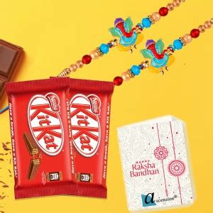 Ascension 2 Ganesh ji Kundan Meena Rakhi for Brother & 2 Kitkat ...