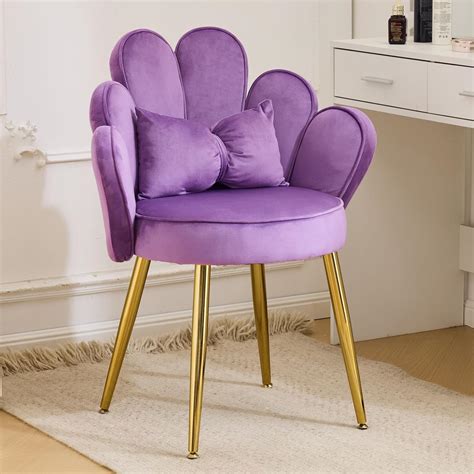 Amazon.com: VINGLI Petal Makeup Vanity Chair with Back,Flower Cute ...