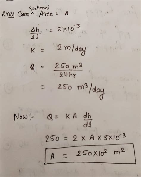 13. a confined aquifer of cross-sectional area (a) has a hydraulic ...