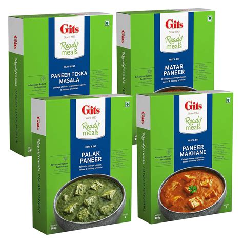Gits Ready to Eat Paneer Combo 1140g (Matar Paneer, Palak Paneer ...