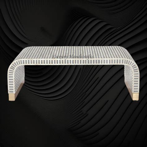 Waterfall Bone Inlay Coffee Table Grey – Luxury Handicrafts