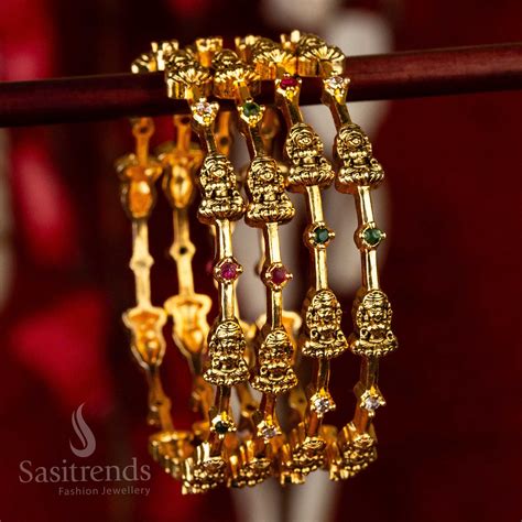 Temple Gold Plated Lakshmi Bangles: Elegant Traditional Accessories ...