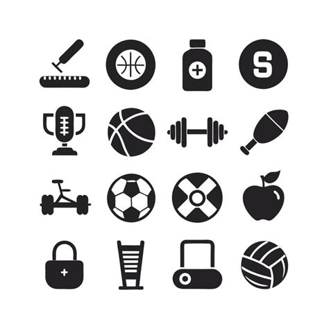 Sports and fitness icon set for user interface documents websites and ...