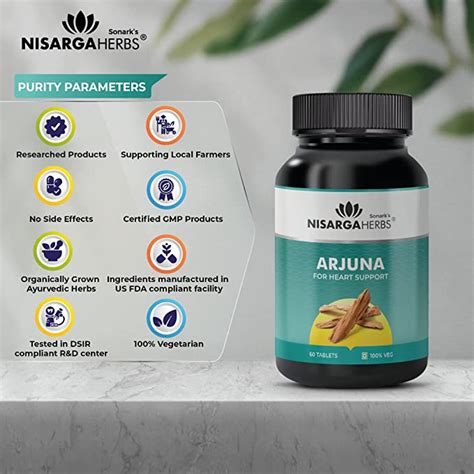 Arjuna | Ayurvedic Tablets for Heart Health | Adults | 60 Count ...