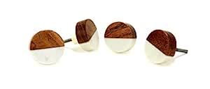Two Moustaches Marble and Wood Drawer Knob, Knobs for Cabinets ...