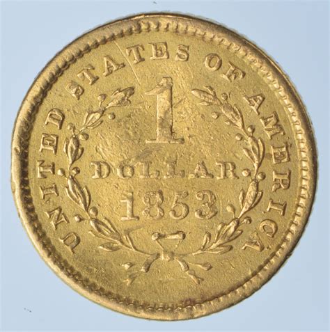 1853 United States $1 Dollar Liberty Head Gold Coin AGW .04837 oz ...