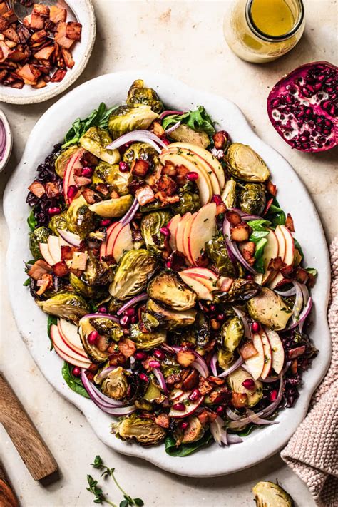 Roasted Brussel Sprout Salad with Bacon - Our Nourishing Table