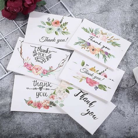 Buy 12 Pack Floral Thank You Cards, 6 Style Flower Design Thank You ...