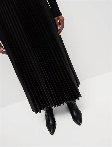 Buy Leather Look Pleated Maxi Skirt at Marks & Spencer