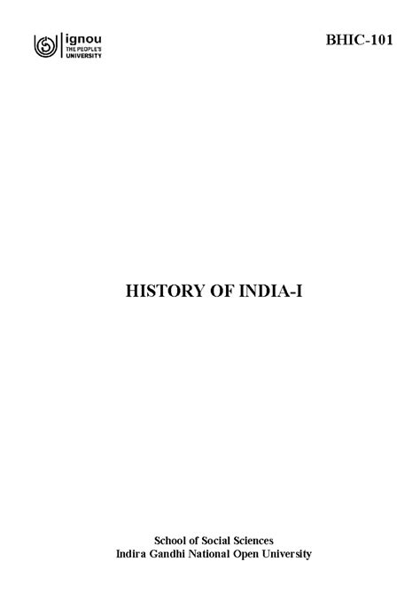 HISTORY OF ANCIENT INDIA - BHIC-101 - IGNOU Study Notes - Studocu