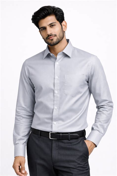 Men's Light Grey Premium Formal Shirt – JEE SAHAB designer studio