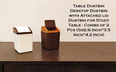 CSM® Table Dustbin Desk Dustbin with attached lid - Small Size Set of 2 ...