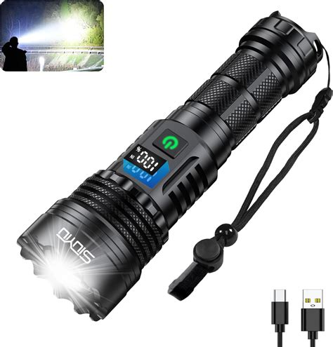 Siuyiu Flashlights High Lumens Tactical, Rechargeable Torch,200000 Lumens Torches Led Super ...