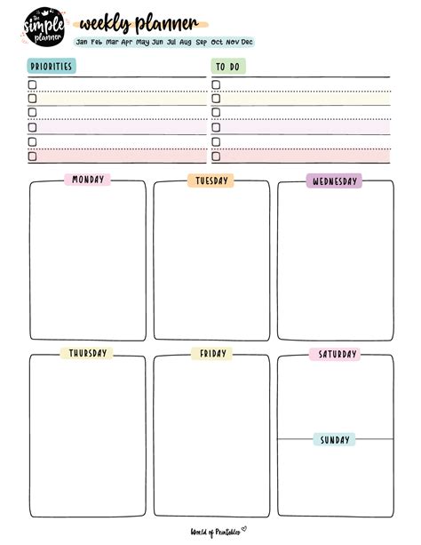 Blank Printable Weekly School Calendar