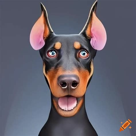 Cartoonish doberman with big floppy ears