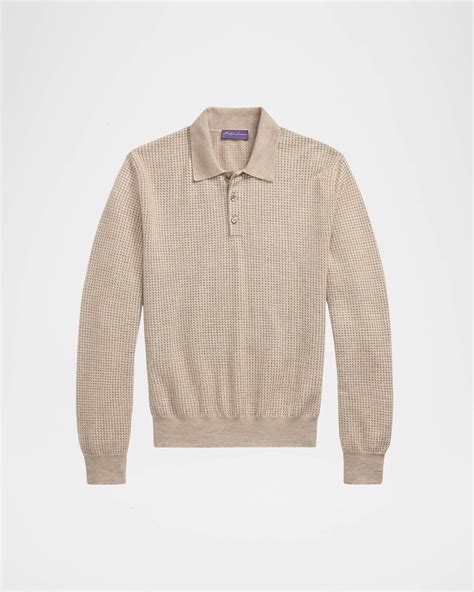 Ralph Lauren Purple Label Men's Cashmere Waffle Knit Polo Sweater ...