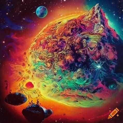 Vintage fantasy cover art of outer space on Craiyon