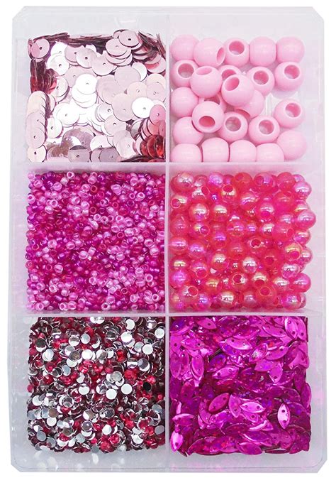 eshoppee 200 gm Pink Color Multi Shape Handmade Seed Bead Sitara ...