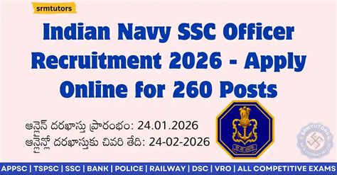 Indian Navy SSC Officer Recruitment 2026 - Apply Online for 260 Posts ...