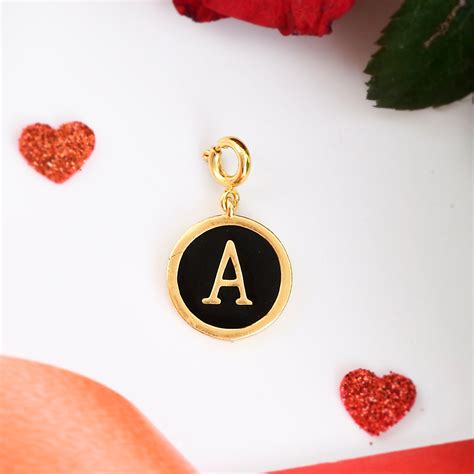 Alphabet A Black Enamel Charm – VOYLLA