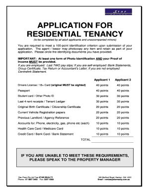 Fillable Online application for residential tenancy - Star Realty Fax ...